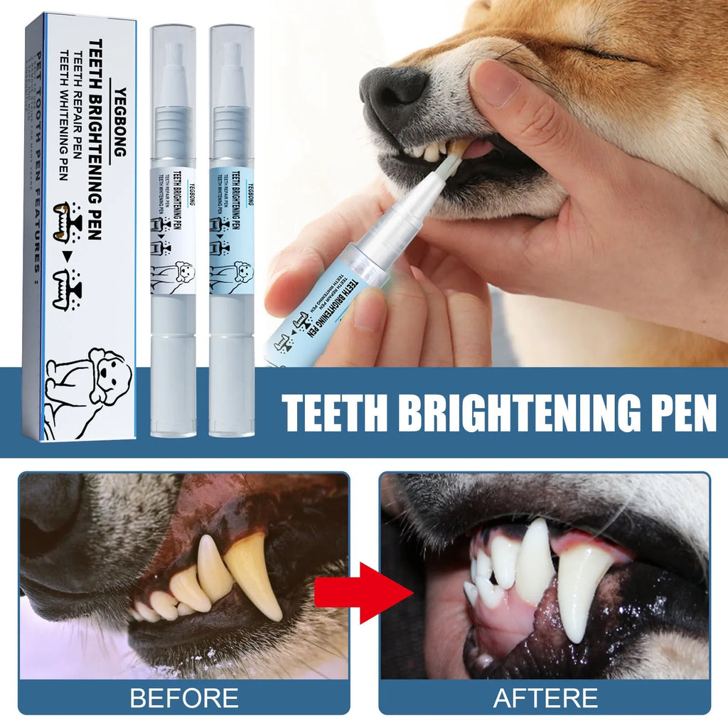 Yegbong pet teeth whitening pen twin pack with dental brushes for dog and cat dental care