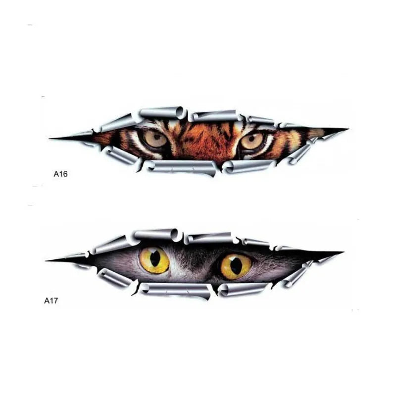 3D car door decoration sticker with tiger eye pattern, 35 cm length transparent PVC material