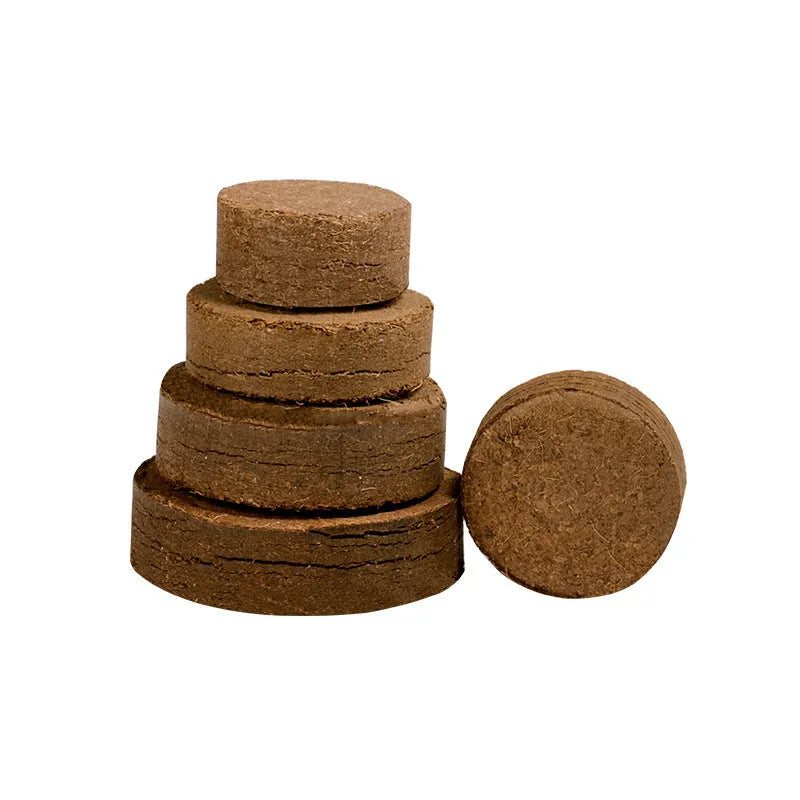 Nutrient soil blocks for vegetable planting showing different particle size specifications from 30mm to 100mm