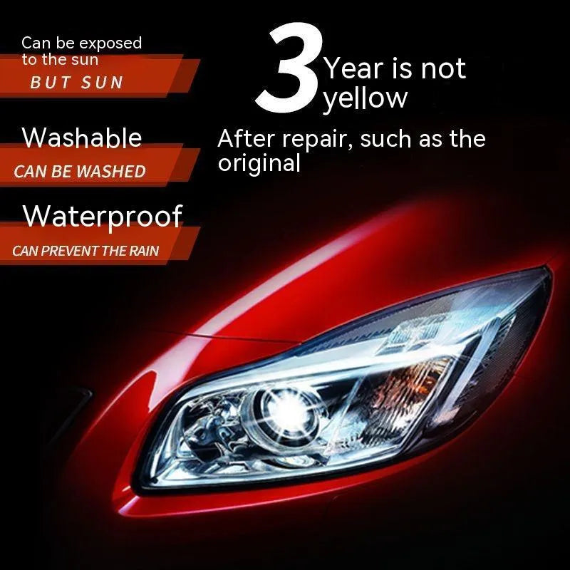 100 ml bottle of car headlight renovation liquid with applicator for plastic lens restoration