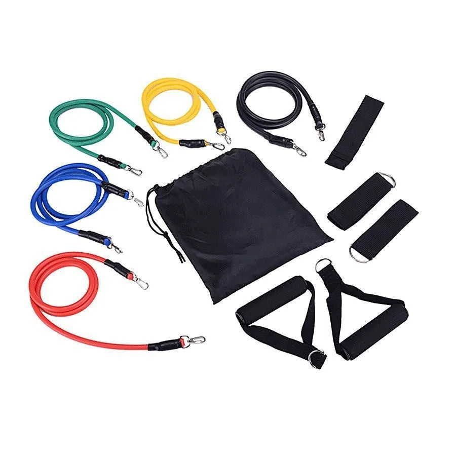 Multi-functional door sports 11-piece set with combination pulling rope in ABS plastic construction