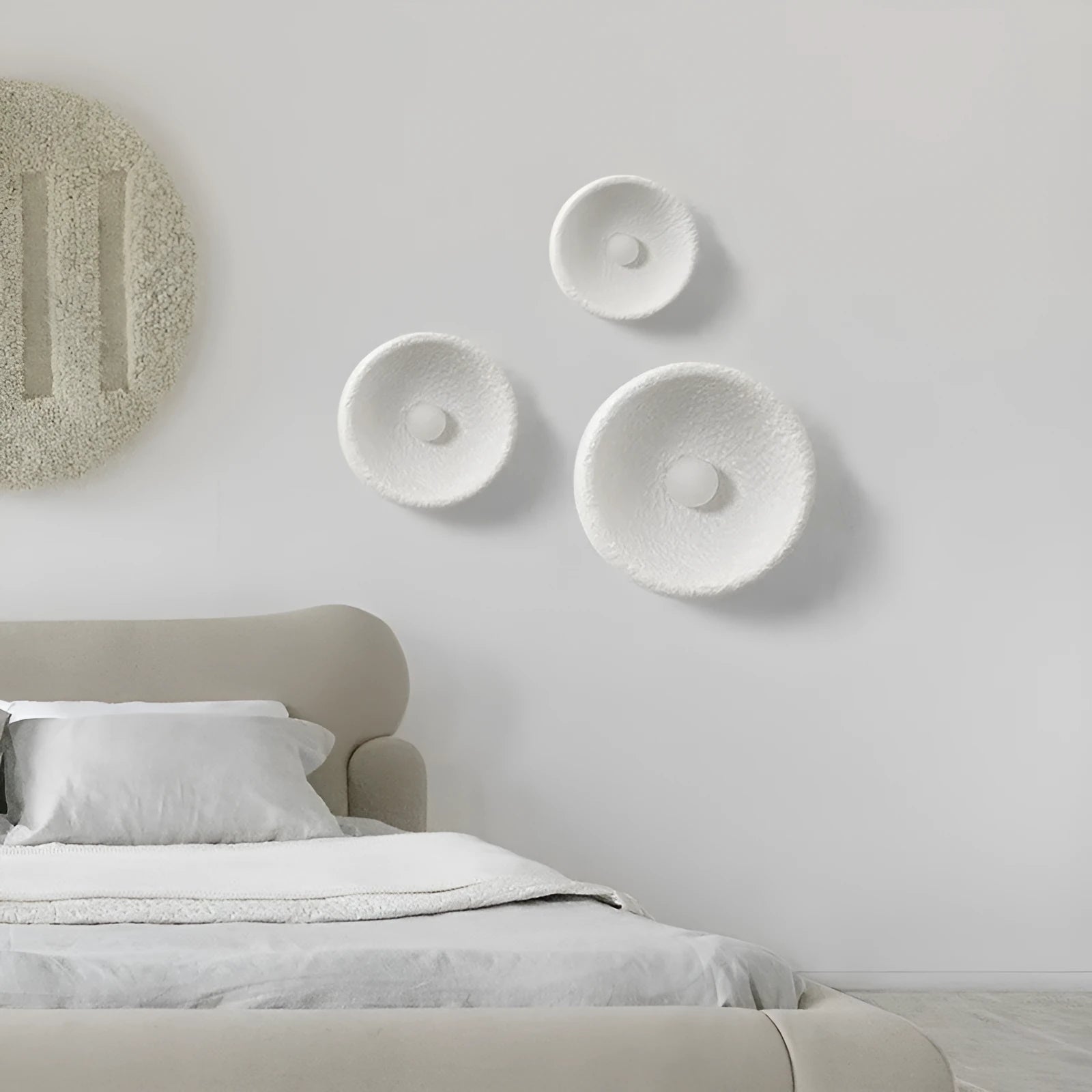 Japanese-style modern wall lamp with resin shade in three diameter sizes: 20cm, 26cm, and 32cm
