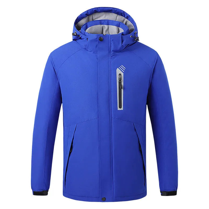 Smart thermostat heated jacket in Army Green with 90% nylon 10% spandex shell and polyester lining