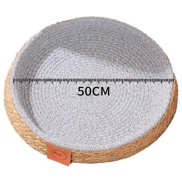 Rattan woven cat nest bed with raised sides in multiple sizes for pet comfort
