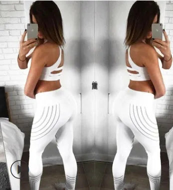 Women's night glowing workout leggings with autumn winter print patterns in black and white options