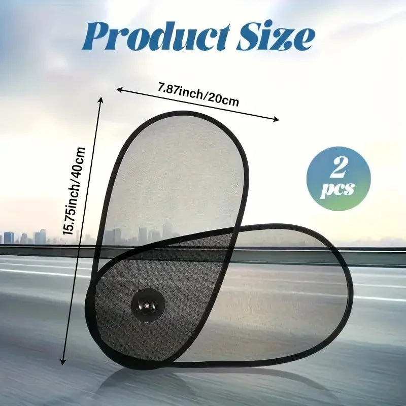 Breathable car window shades with suction cups attached to vehicle side window