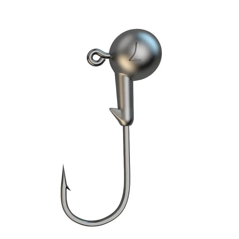 Set of 50 reinforced steel jig hooks with lead-headed design and primary colour finish