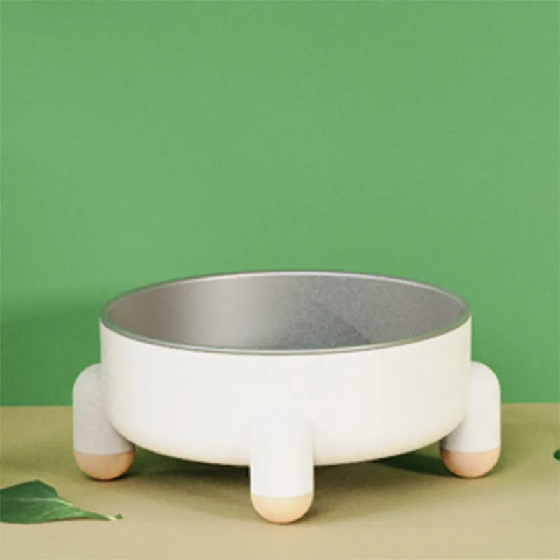 Green stainless steel pet bowl with a non-slip silicone ring and high foot for dogs and cats