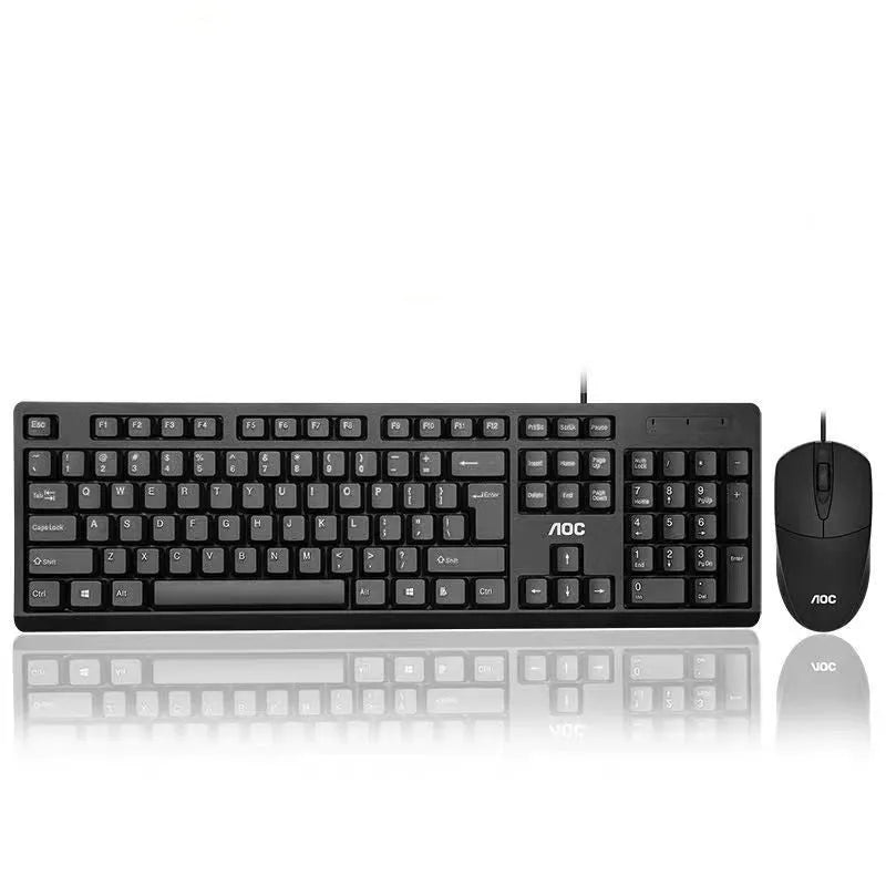 Black KM160 wired USB keyboard and mouse set with 1.5m cables on a desk