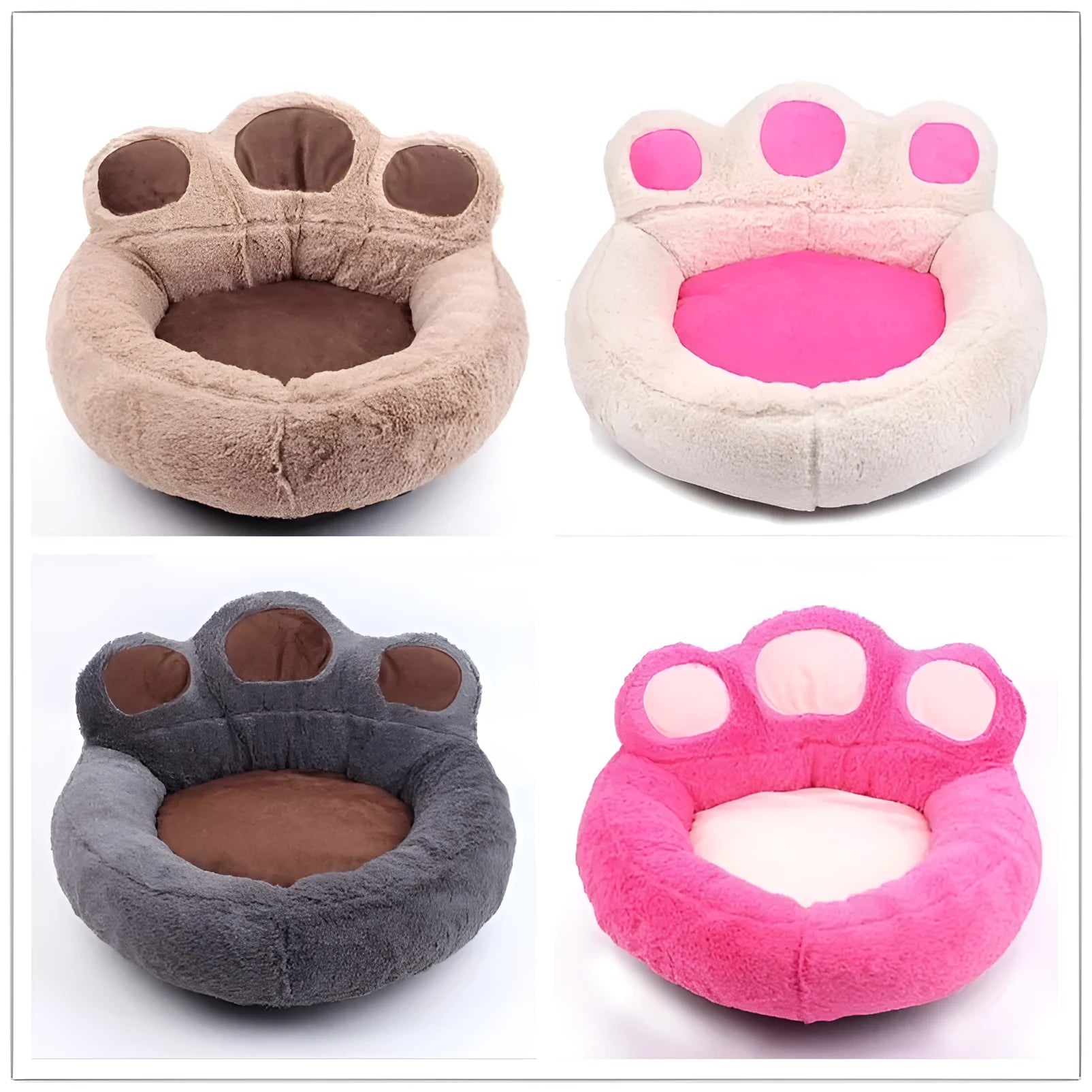 Teddy pet mat bear paw kennel short plush PP cotton coffee colour multiple sizes