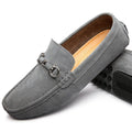 Men's black matte cowhide slip-on shoes with square toe and rubber sole