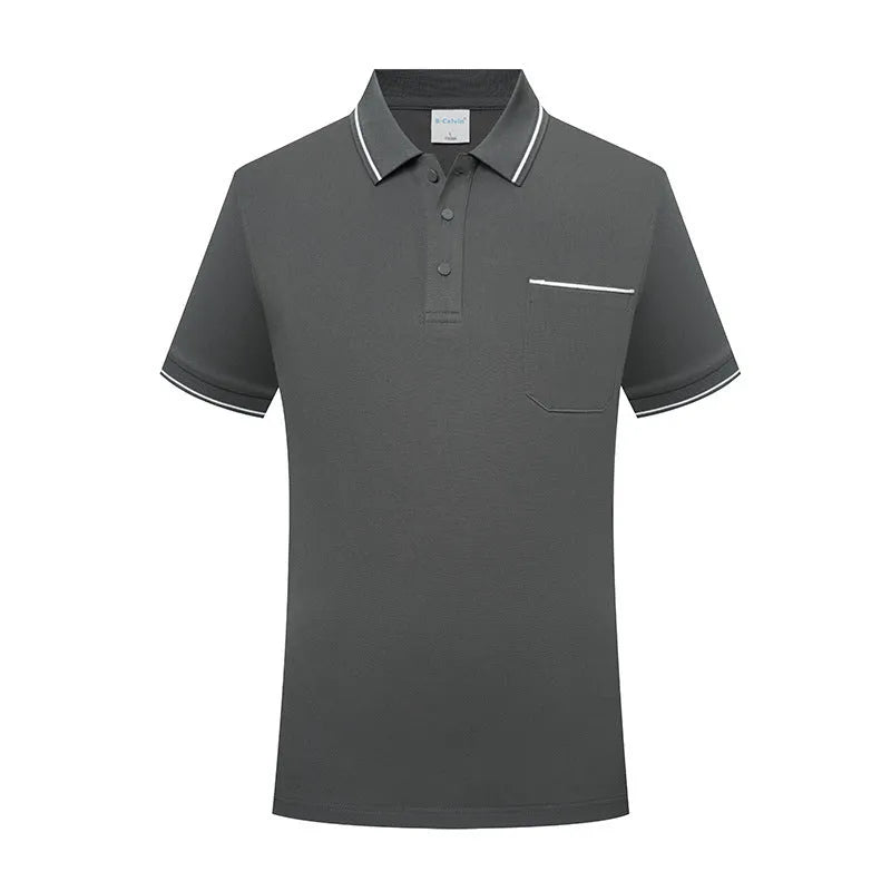 Lapel short sleeve polo shirt in spandex fabric, pullover style, available in apricot colour for summer