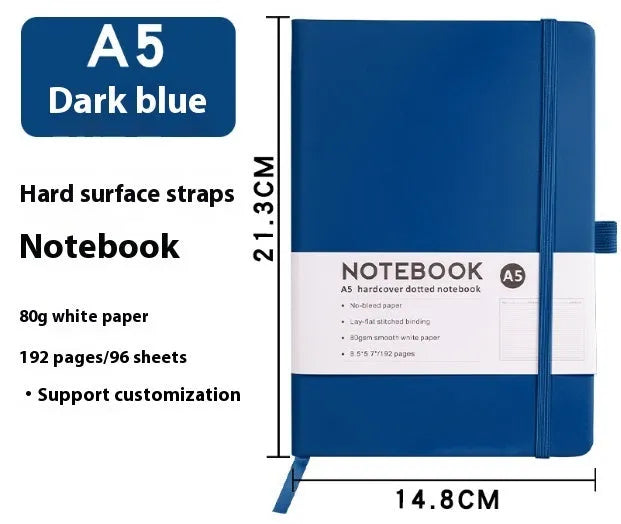A5 soft skin-feel PU leather diary with strap closure and horizontal ruled pages in multiple colour options