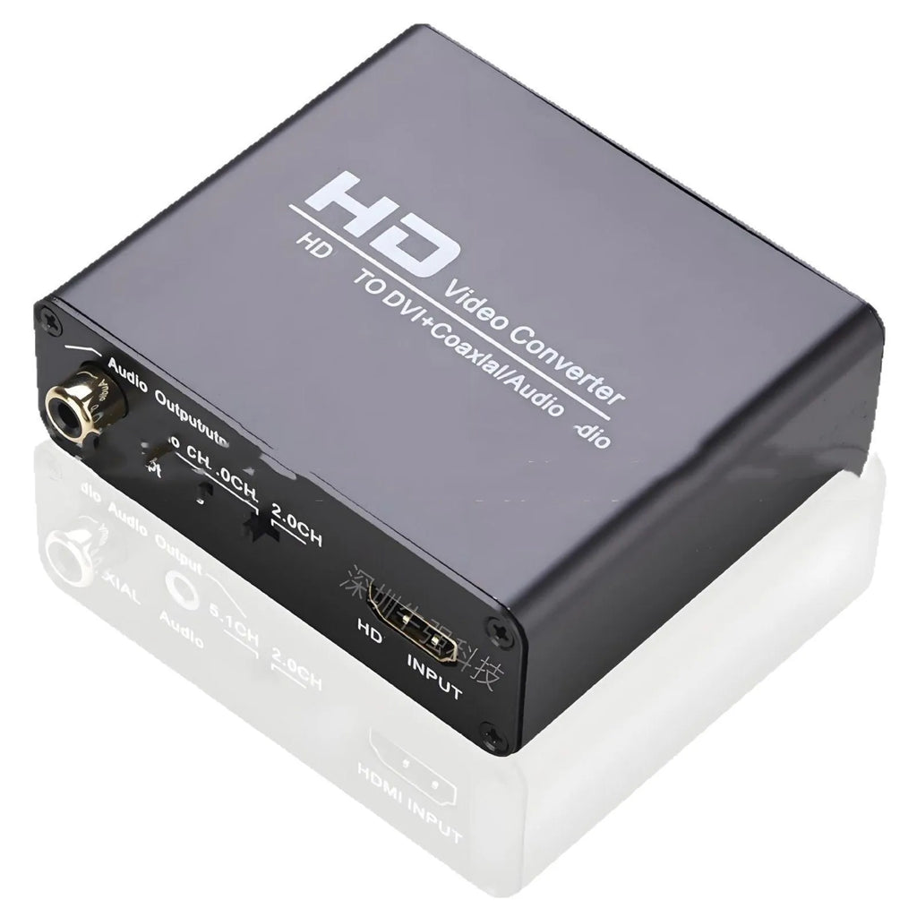 Black HDMI to DVI converter with coaxial 35 audio output and 1.5 metre cable