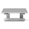 Aluminium laptop stand in black colour showing 29.9cm width and 18.5cm height dimensions