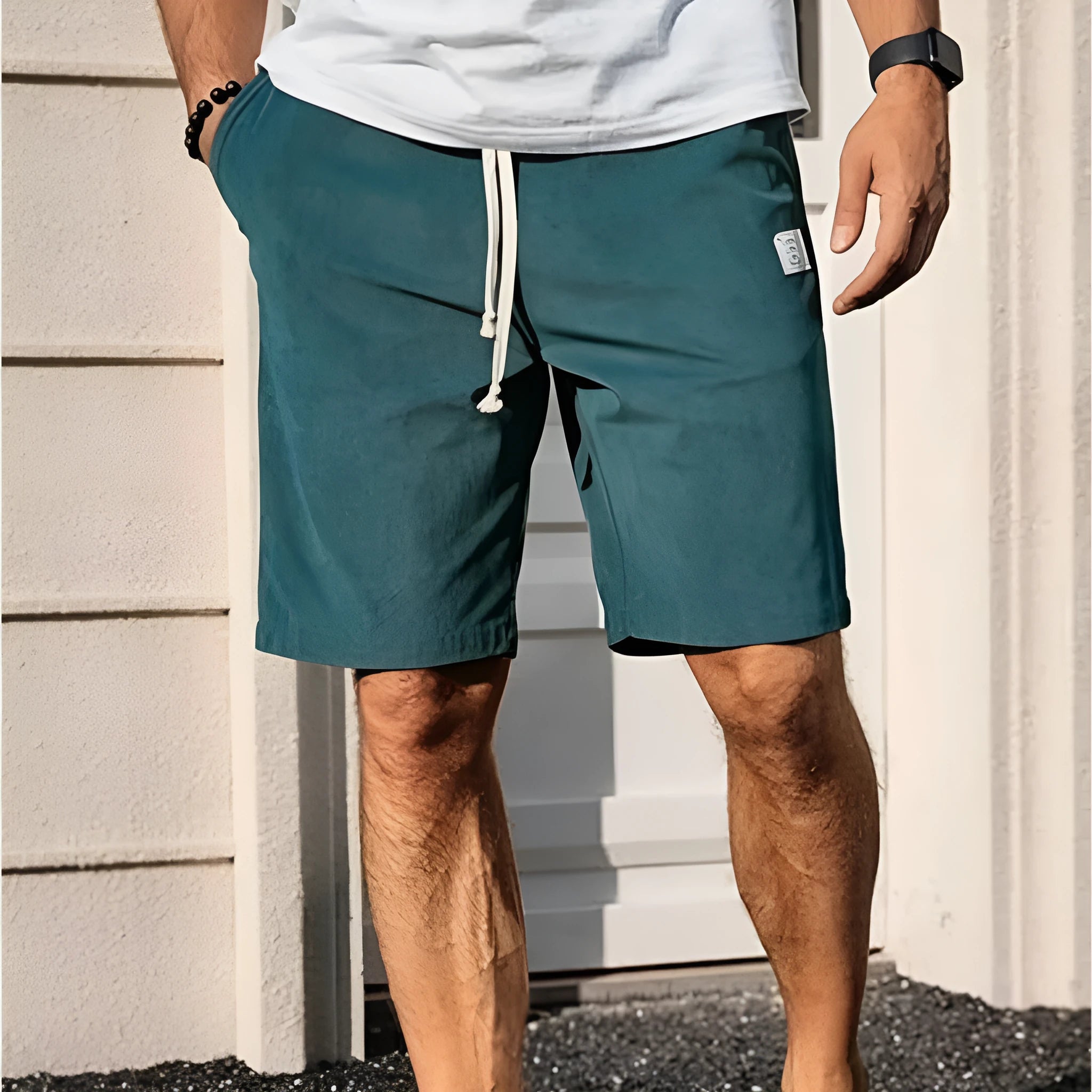 Men's corduroy sports shorts in multiple colours with straight-leg design and elastic waist