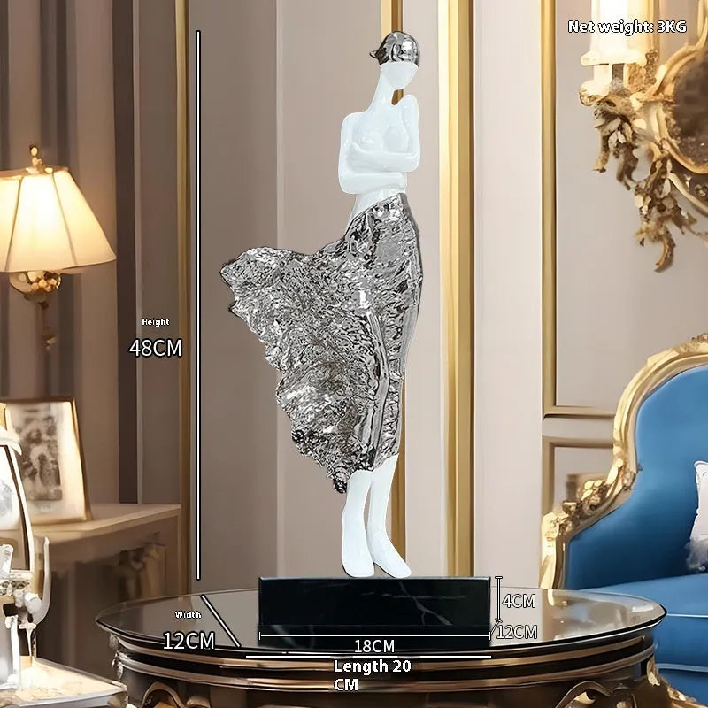 Light luxury modern simplicity sculptured ornament 48cm height in metallic finish