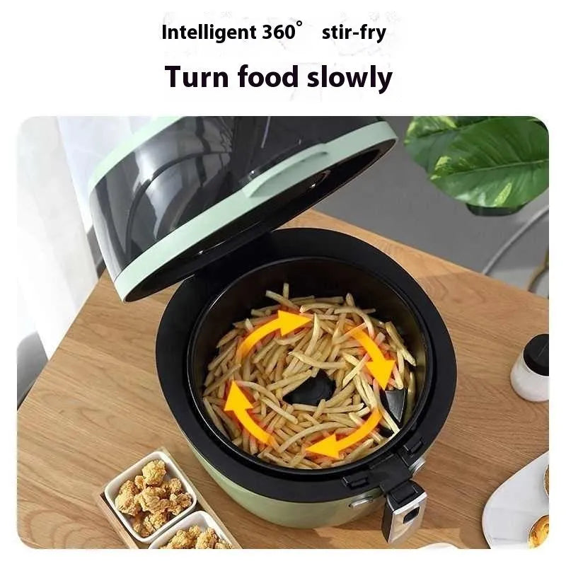 8-litre air fryer oven with visible window and mechanical button controls on countertop