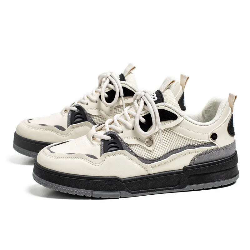 Men's low-top mesh board shoes flat heel casual breathable rubber sole stitching sizes 39-44