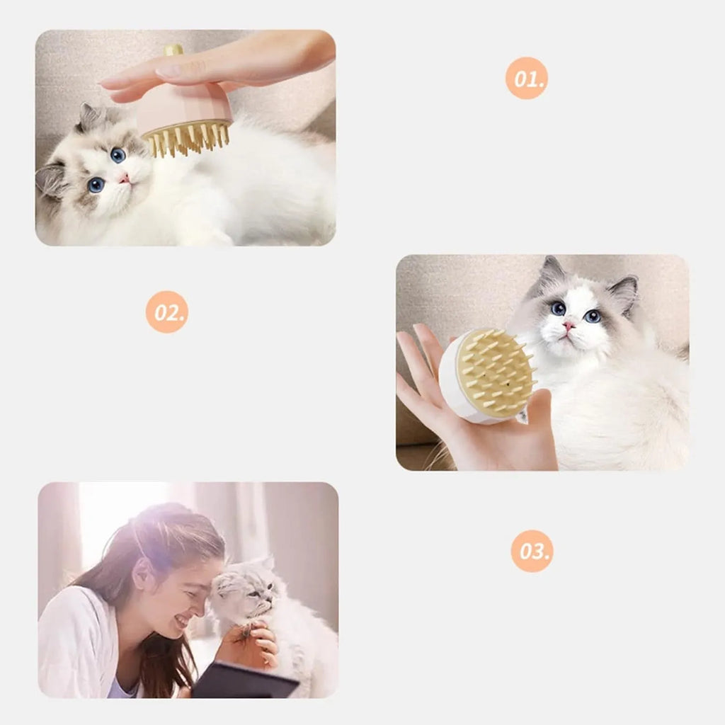 Green pet bath massage brush with drainage holes for dogs and cats during shampooing