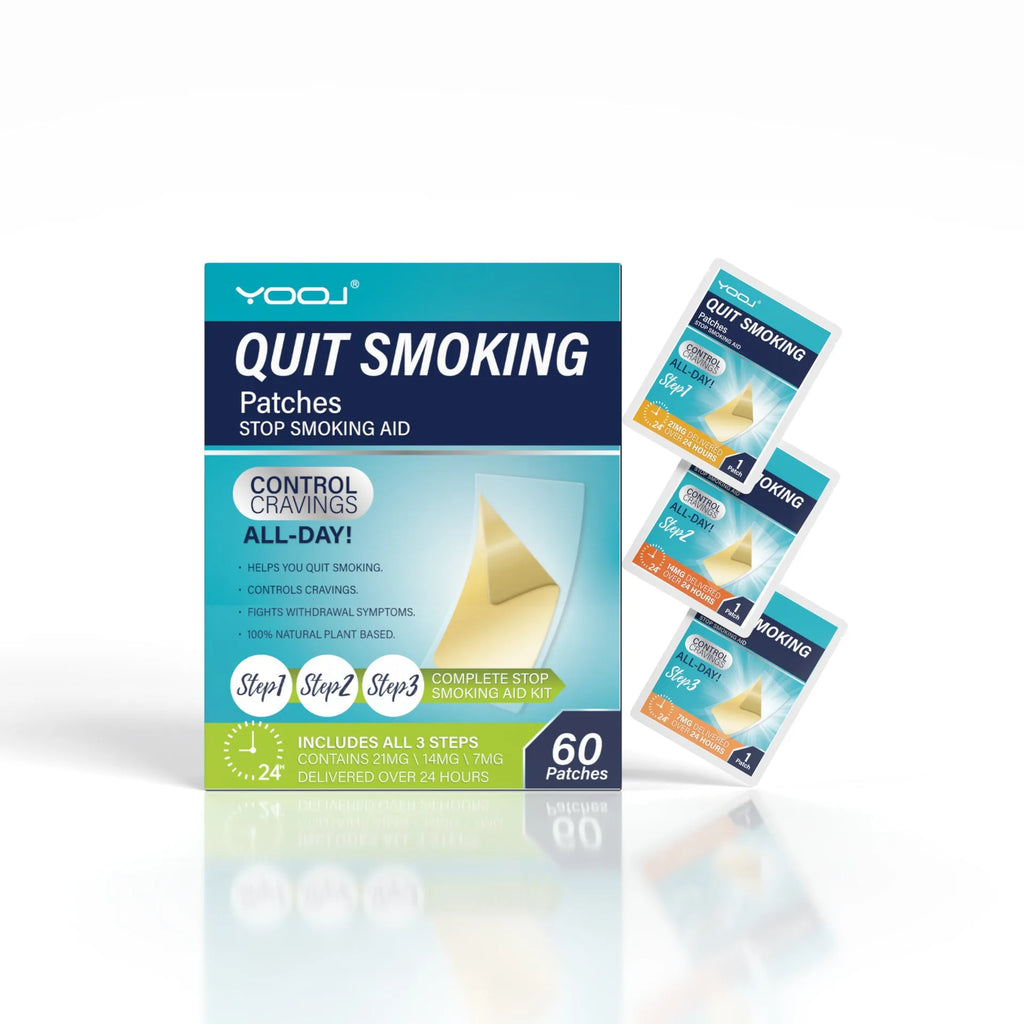 Plant extract nicotine patches in 30-piece box for smoking cessation support