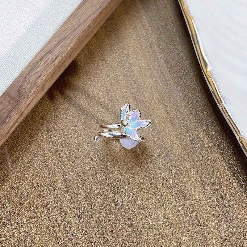 Adjustable copper insect motif ring with oil-drip finish in three colour options