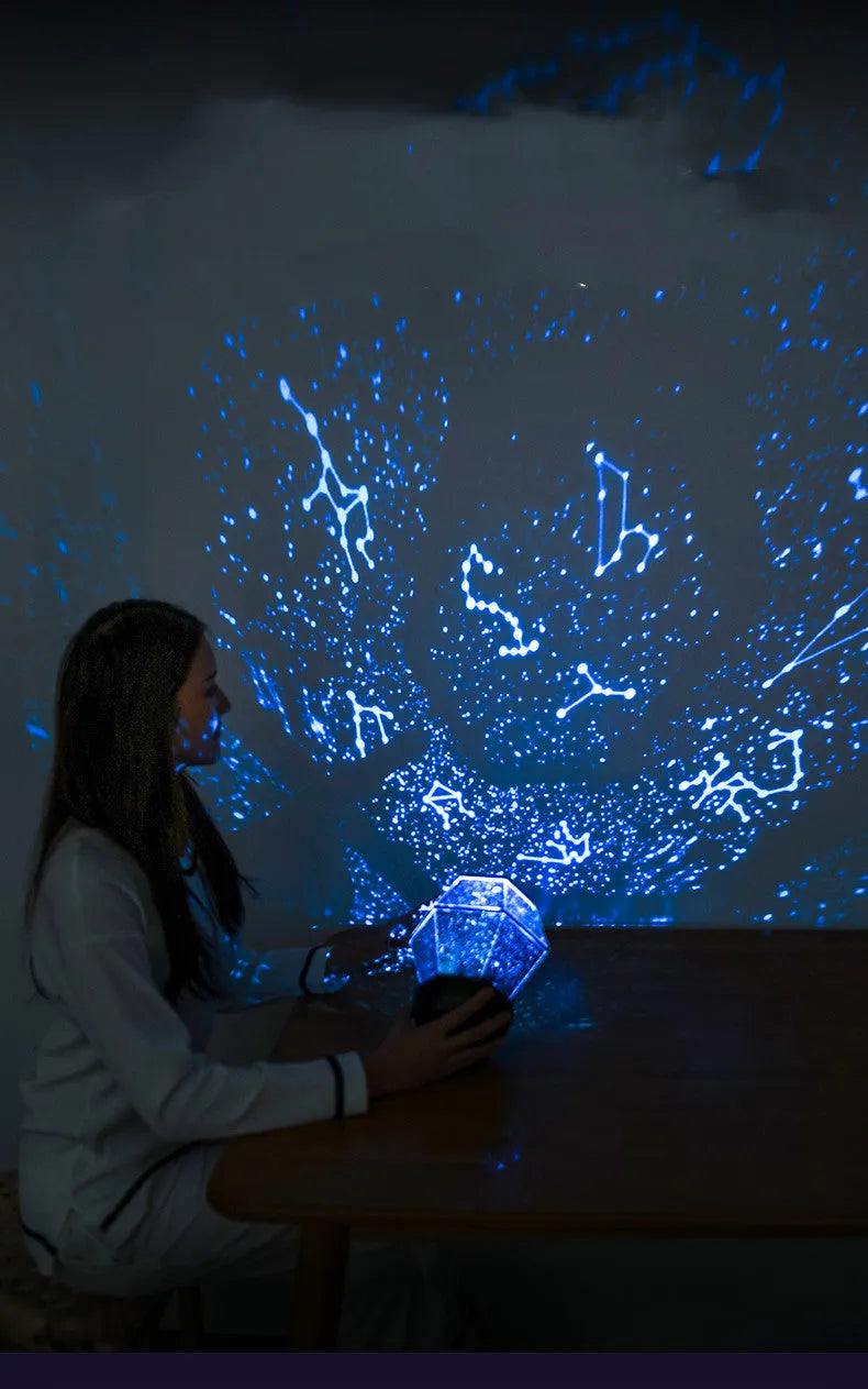Children's rotating star night light with LED lights in three colour modes