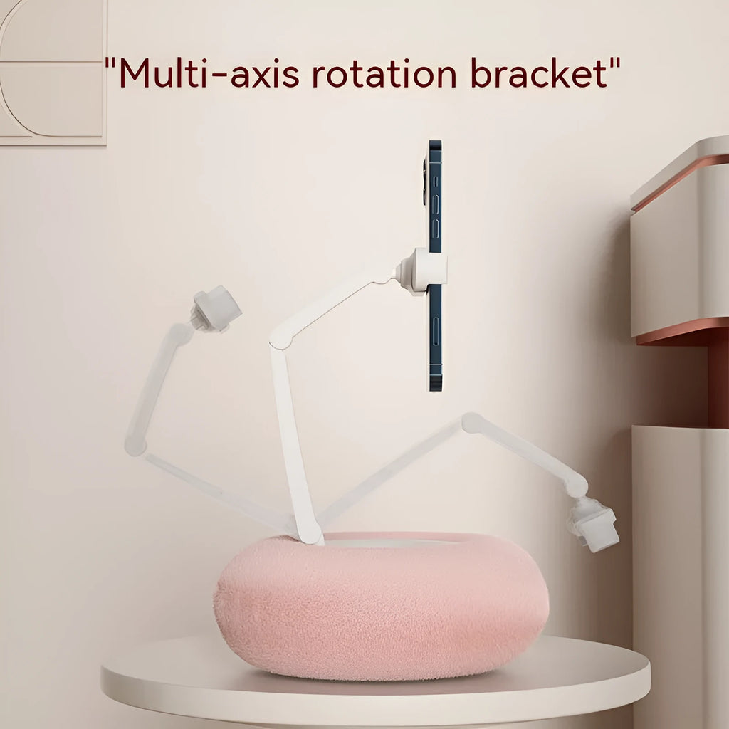 Mobile phone tablet rotating bracket with ABS body, 300mm base, and 230mm pull rod in pink colour