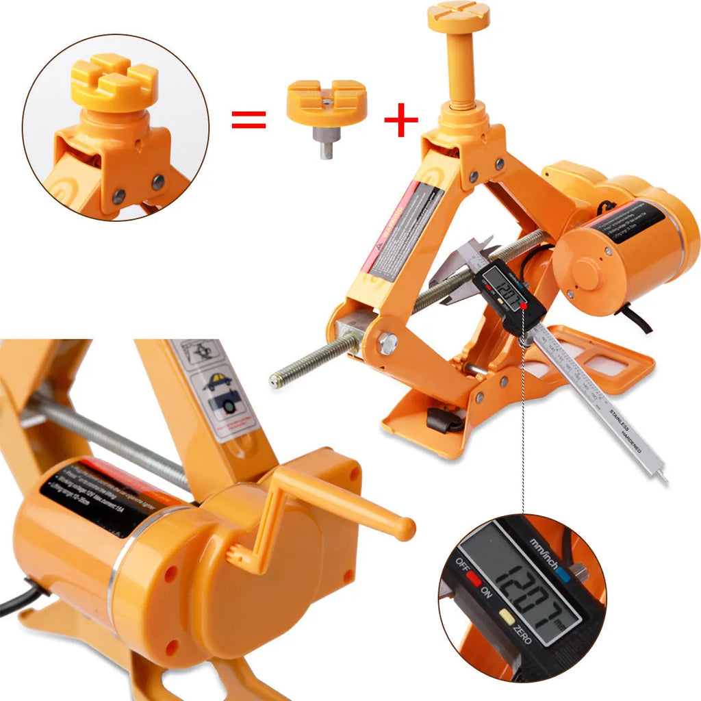 Yellow car electric jack set with electric wrench for vehicle maintenance