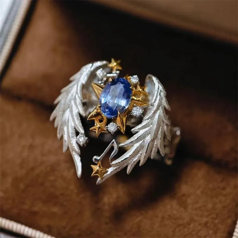 Geometric alloy fashion ring with adjustable opening in metallic finish
