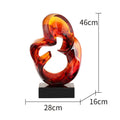 Glass transparent resin craft ornament body in blue or orange red modern sculpture style