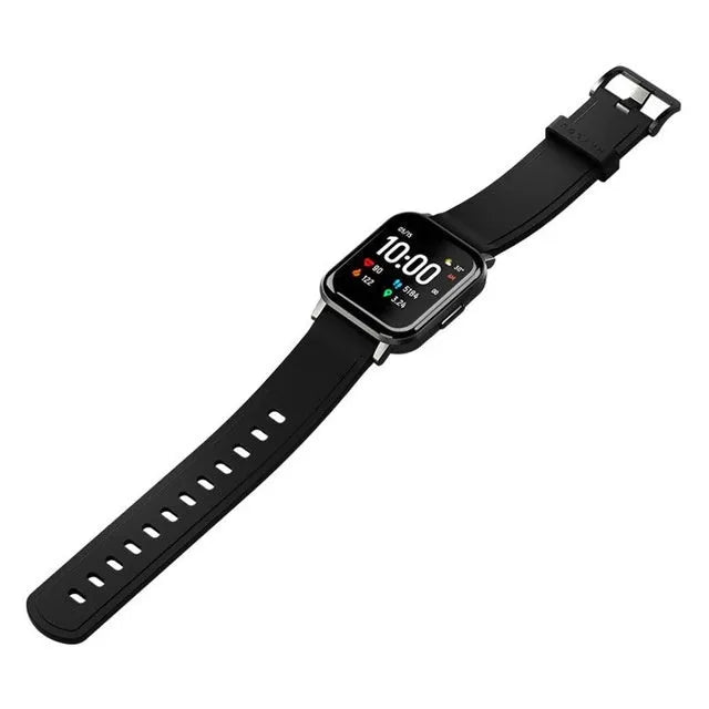 Black waterproof smart bracelet with 1.4-inch screen showing heart rate monitoring display