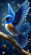 Handmade DIY diamond painting kit with blue bird design measuring 60x100 cm