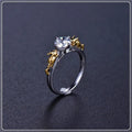 Black gold crown design crystal ring made from copper for cosplay and fashion.