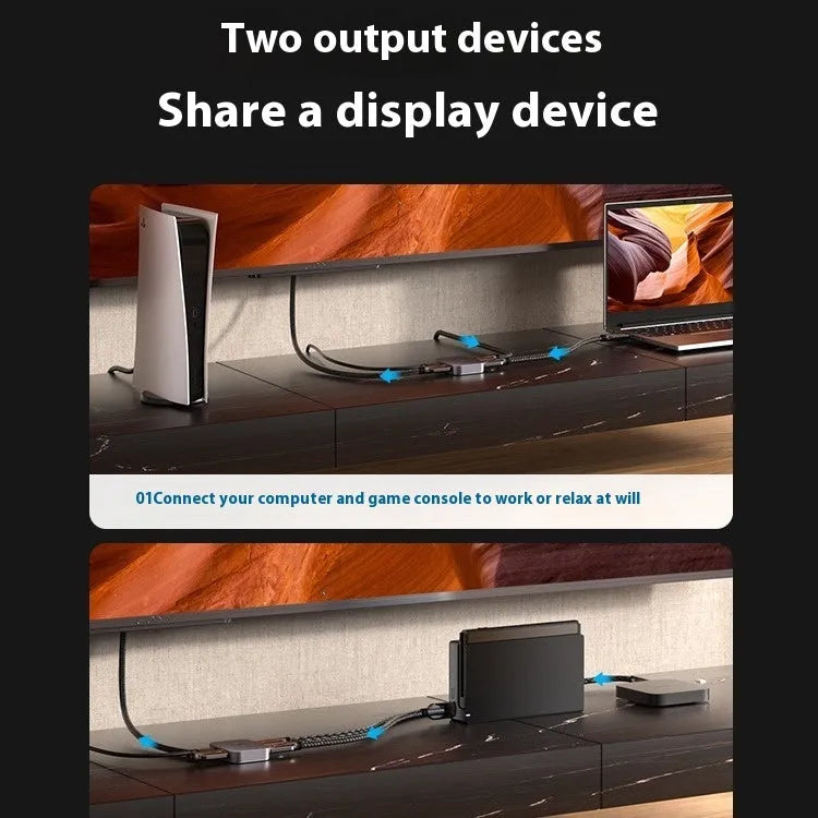 Alloy HD computer audio and video separator for television line connectivity in black or grey