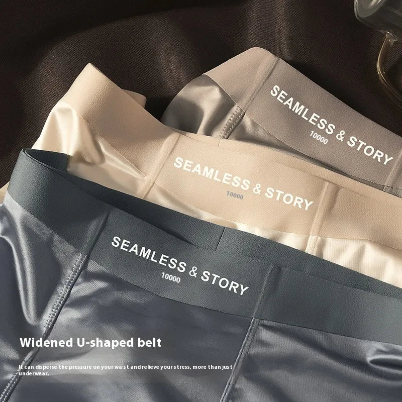 Men's ice silk nylon underwear in mid waist traceless sport design