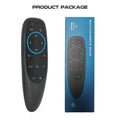 G10S intelligent voice remote control with plastic shell and silicone buttons for Android TV and PC.