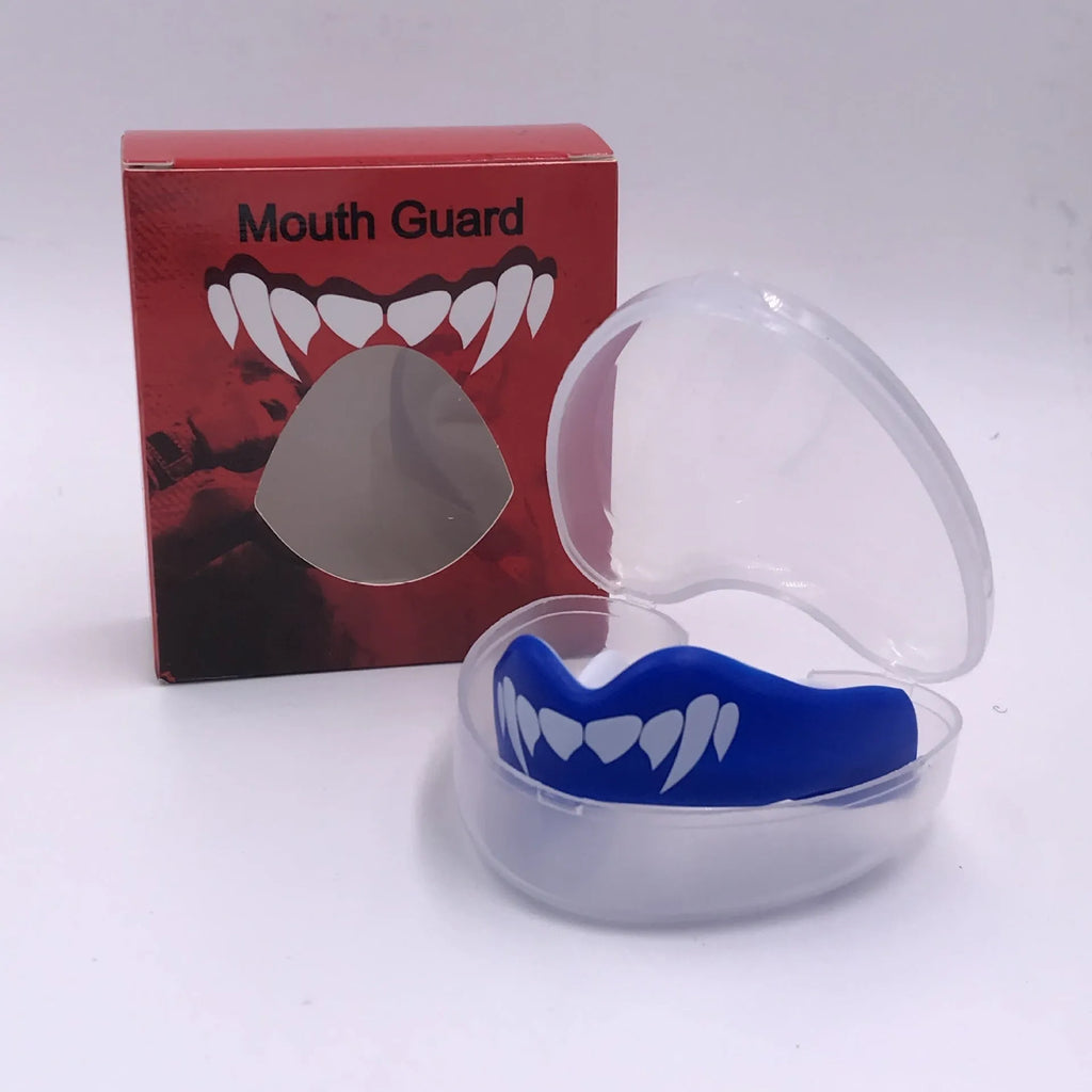 Adult boxing mouthguard with printed tooth socket design in black, red or blue colour options