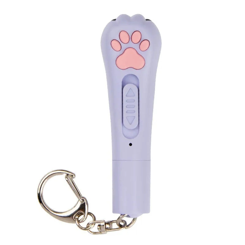 Infrared cat teasing stick with light patterns showing red money line display and pet footprints design