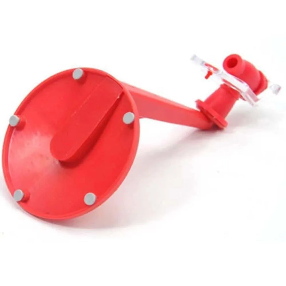 Red Magic Tap soda bottle dispenser with push button, 15cm tall