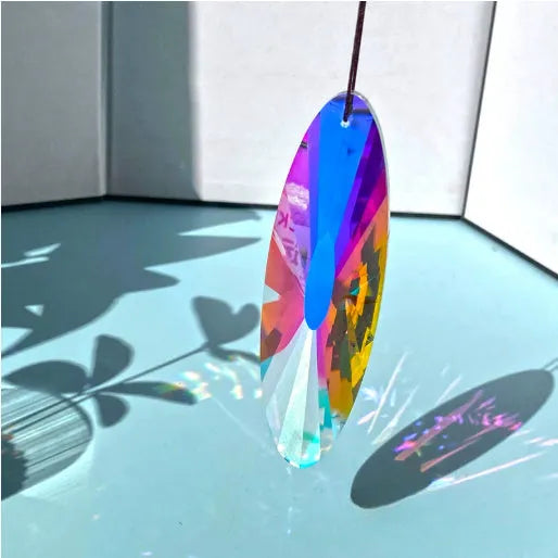 Rainbow coloured crystal pendant light catcher decoration for gardens or Christmas trees