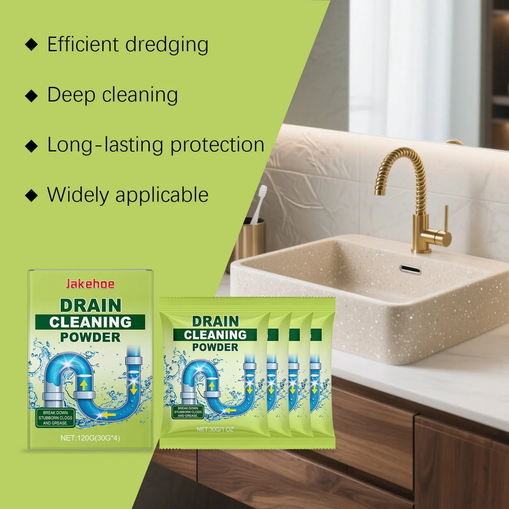 120G drain cleaning powder container with sodium hydroxide formula for kitchen and bathroom pipes
