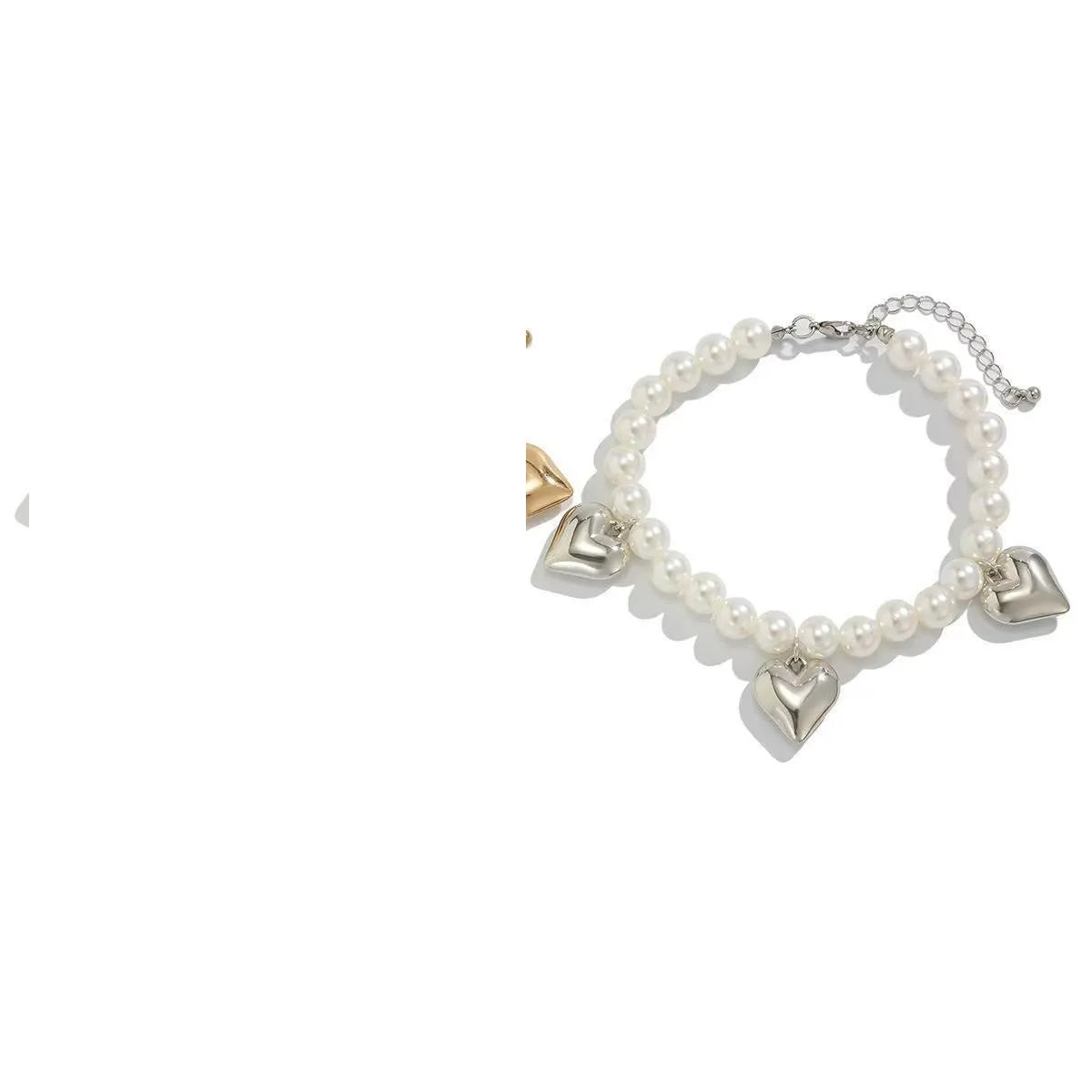 Heart-shaped pearl beaded jeans chain in mixed colour, plastic resin women's accessory