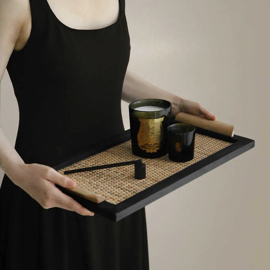 Pine wood dining tray with storage compartments in elegant house tray design