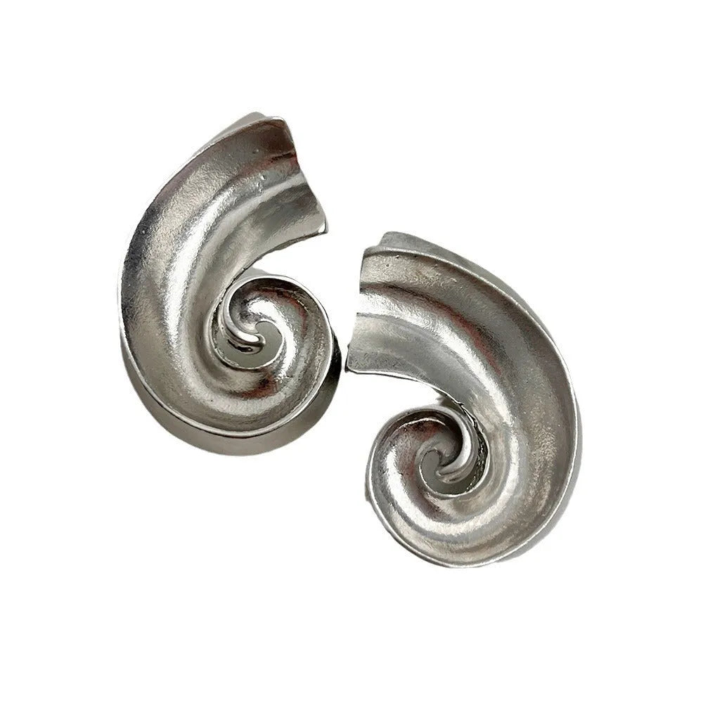 Geometric retro ear studs in gold and silver colours, 5cm alloy earrings