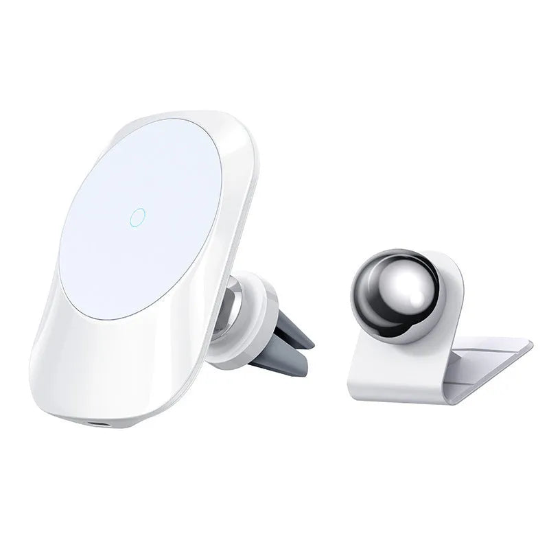 CH-707 magnetic car wireless charger in black with air vent and centre control mounting bases
