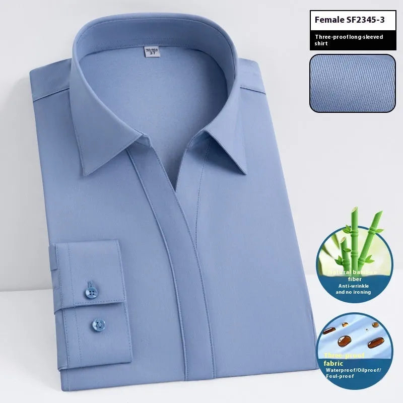 Men's bamboo fibre business shirt with square collar in solid colour showing waterproof and stain-resistant properties