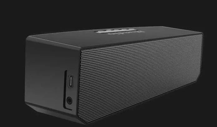 Black BS-6 Bluetooth smart speaker with 52mm drivers and compact 227x68x74mm dimensions