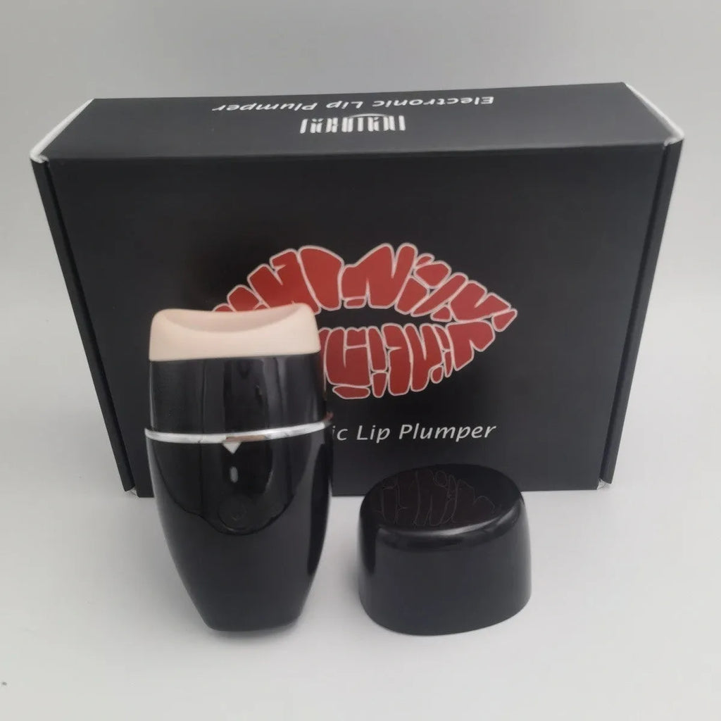 Electric silicone lip plumper device with three speed adjustment buttons in black colour option