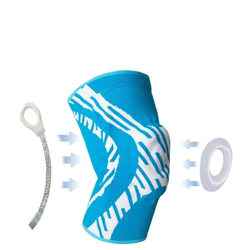 Compression basketball knee pads in nylon material showing black and blue colour options